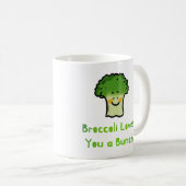 Schattigee Broccoli Pun Cartoon Design Koffiemok (Voorkant rechts)