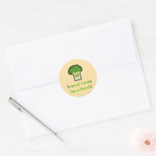 Schattigee Broccoli Pun Cartoon Design Ronde Sticker