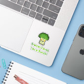 Schattigee Broccoli Pun Cartoon Design Sticker (Laptop met iPhone)