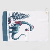 Schattigee Brontosaurus Kerst Golf Handdoek (Horizontaal)