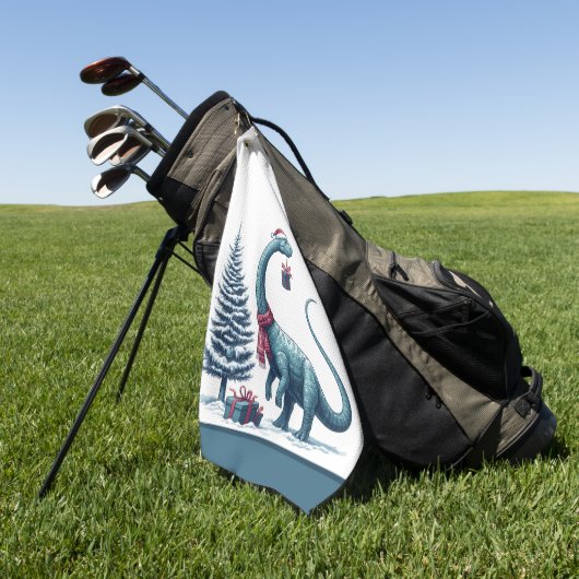 Schattigee Brontosaurus Kerst Golf Handdoek (Groen)