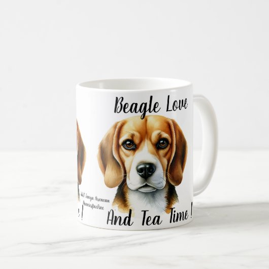 Schattigee Browns 'Beagle en Tea' Koffiemok (Voorkant rechts)