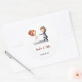 Schattigee bruid bruidegom dansende bruiloft ronde sticker (Envelop)
