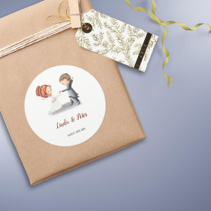 Schattigee bruid bruidegom dansende bruiloft ronde sticker