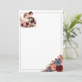 Schattigee bruid en bruidegom Blank Bloemen bruilo Kaart (Staand voorkant)