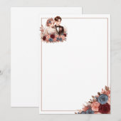 Schattigee bruid en bruidegom Blank Bloemen bruilo Kaart (Voorkant / Achterkant)