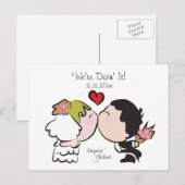 Schattigee bruid en bruidegom bruiloft Briefkaarte Aankondigingskaart (Voorkant / Achterkant)