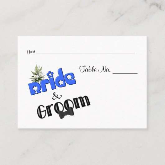 Schattigee bruid en bruidegom ontwerp trouwtafel plaatskaartje (Voorkant)