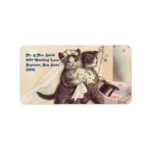 Schattigee Bruiloft Katten Bruid en bruidegom Etiket