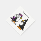 Schattigee bruiloft pinguïns papieren servetten (Hoek)