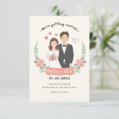Schattigee bruiloft uitnodiging Verloving aankondi (Staand voorkant)