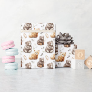 Schattigee bruine Beren op wit Cadeaupapier