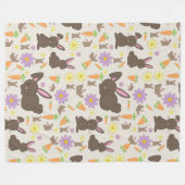 Schattigee Bruine Bunny Rabbit Pattern Print Fleece Deken (Voorkant (Horizontaal))