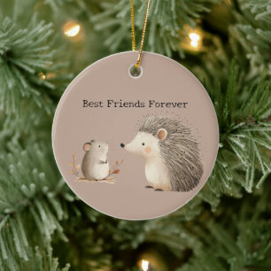 Schattigee Bruine Cream Hedgehog Mouse Beste Vrien Keramisch Ornament