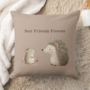 Schattigee Bruine Cream Hedgehog Mouse Beste Vrien Kussen