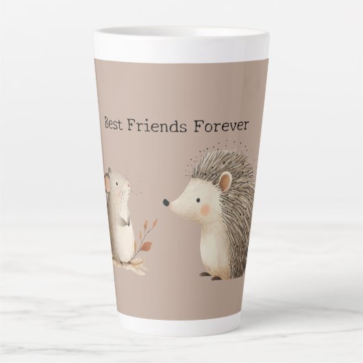 Schattigee Bruine Cream Hedgehog Mouse Beste Vrien Latte Mok (Voorkant)