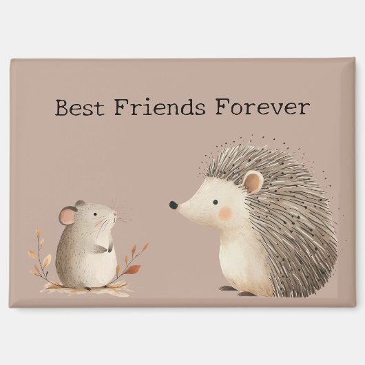 Schattigee Bruine Cream Hedgehog Mouse Beste Vrien Magneet (Voorkant)