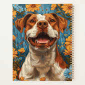Schattigee bruine en witte hond en bloemen planner (Achterkant)