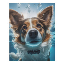 Schattigee Bruine en Witte Hond Onderwater Zwemmen