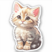 Schattigee bruine kawaii kitten sticker (Voorkant)
