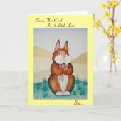 Schattigee bruine konijnenbloemen verlate verjaard kaart (Gele Bloem)