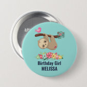 Schattigee bruine luiaard ondersteboven Verjaardag Ronde Button 7,6 Cm (Voorkant /achterkant)