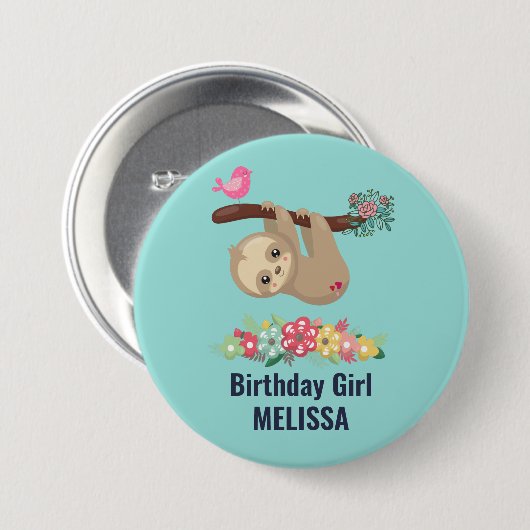 Schattigee bruine luiaard ondersteboven Verjaardag Ronde Button 7,6 Cm (Voorkant /achterkant)