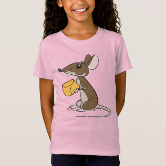 Schattigee bruine muis die een stuk kaas vasthoudt t-shirt