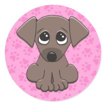 Schattigee, bruine puppy dog op roze poot print ac