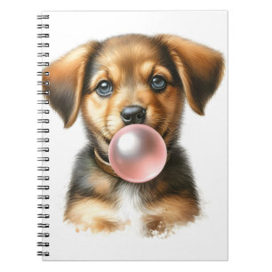 Schattigee bruine puppy hond blazen bubble gum spi notitieboek