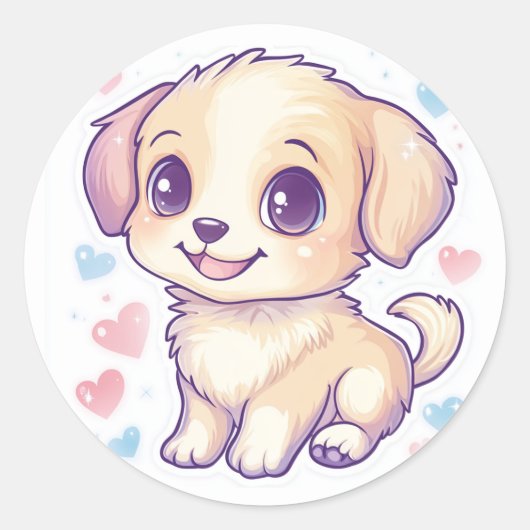Schattigee bruine puppy Sticker (Voorkant)