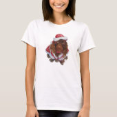 Schattigee bruine spaniël in santa outfit voor ker t-shirt (Voorkant)