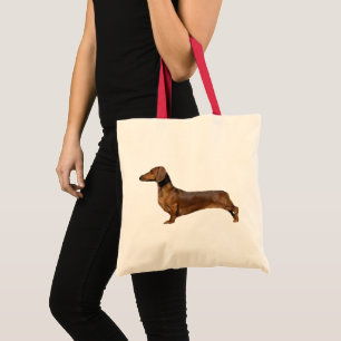 Schattigee bruine teckel tote bag