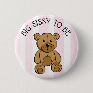 Schattigee bruine teddybeer Big Sister wordt Butto Ronde Button 5,7 Cm