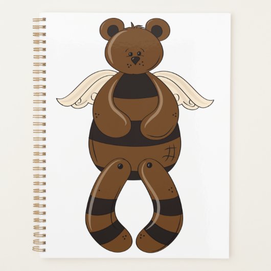 Schattigee bruine teddybeer met engelenvleugels planner (Voorkant)