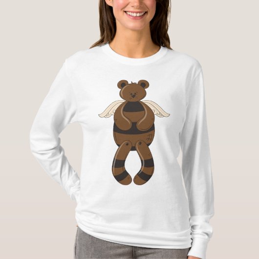 Schattigee bruine teddybeer met engelenvleugels t-shirt (Voorkant)