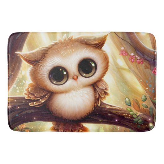 Schattigee bruine uil op een tak badmat (Voorkant)