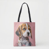 SCHATTIGEE BRUINE & WITTE BEAGLE PUPPY HOND DRAAGTAS (Voorkant)
