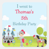 Schattigee Brunette Knight 'Ik ging naar' Vierkante Sticker (Voorkant)