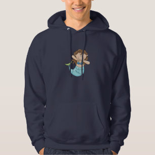 Schattigee Brunette Zeemeermin Meisje Vis Ontwerp Hoodie