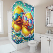 "Schattigee Bubble Bath Rubber Ducklings" Douchegordijn (In situ)