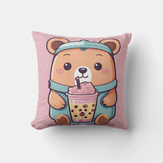 Schattigee Bubble Tea Beer Illustratie – Kawaii St Kussen