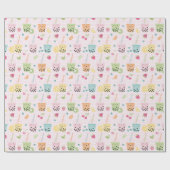 Schattigee Bubble Tea op lichtroze en witte streep Cadeaupapier (Vlak)