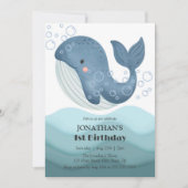 Schattigee Bubble Whale Ocean Wave Verjaardag Kaart (Voorkant)