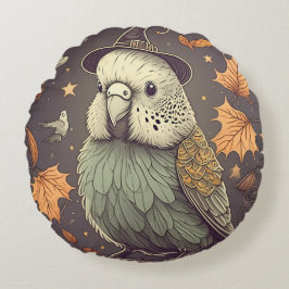 Schattigee Budgie Halloween Spooky Parakeet Rond Kussen
