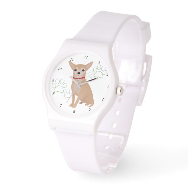 Schattigee Buff gekleurde Chihuahua Horloge (Hoek)