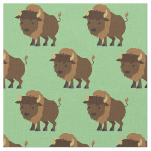 Schattigee Buffalo Bison Cartoon Kinder Stof