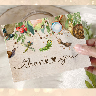 Schattigee Bug & Caterpillar Baby shower Bedankkaart