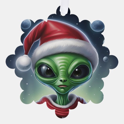 Schattigee buitenaardse Kerstman Ornament Kaart (Voorkant)