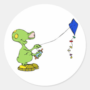 Schattigee buitenaardse vlieger ronde sticker